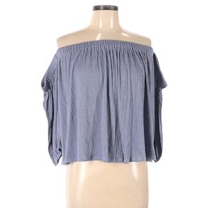 Ella Moss Cold Shoulder 3/4 Sleeve Top Size L Lavender Periwinkle Blue New $158